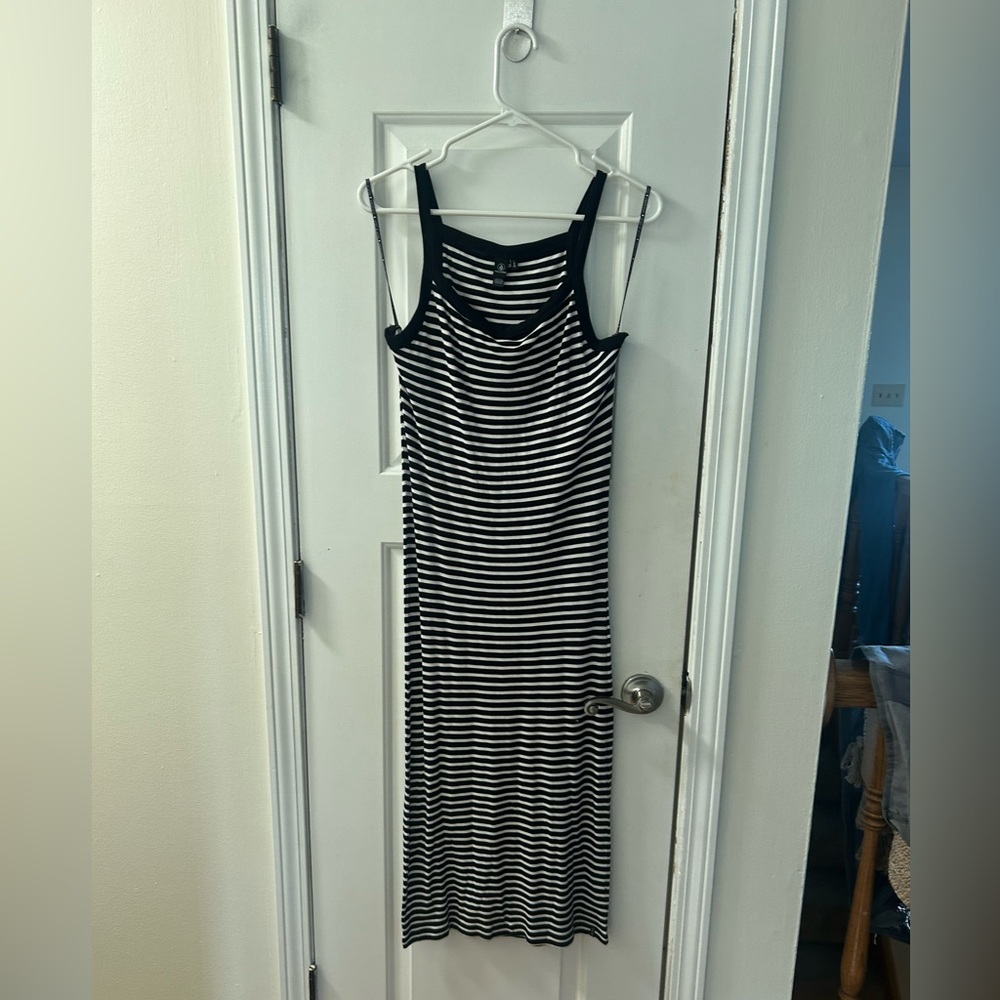 NWOT Volcom Black  and White Striped maxi Dress